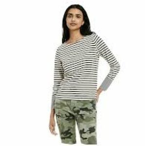 Nili Lotan for Target Striped Long Sleeve T Shirt Black & Cream - Size XXS
